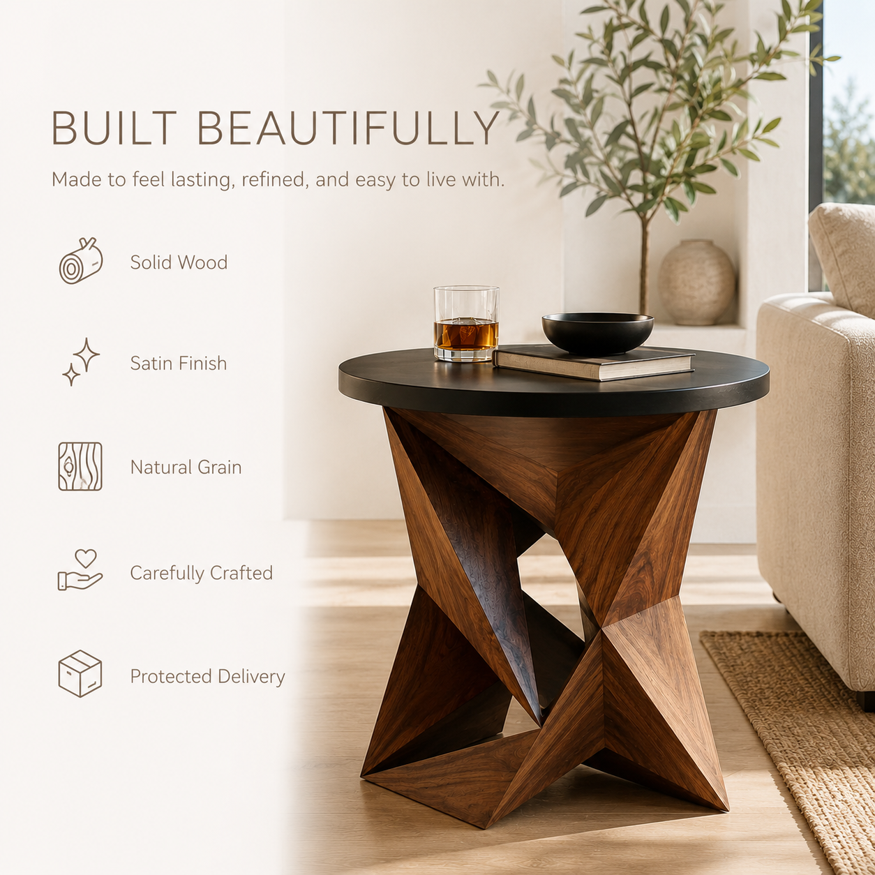 Liora Warm Wood Side Table - Design 008 - product image 09