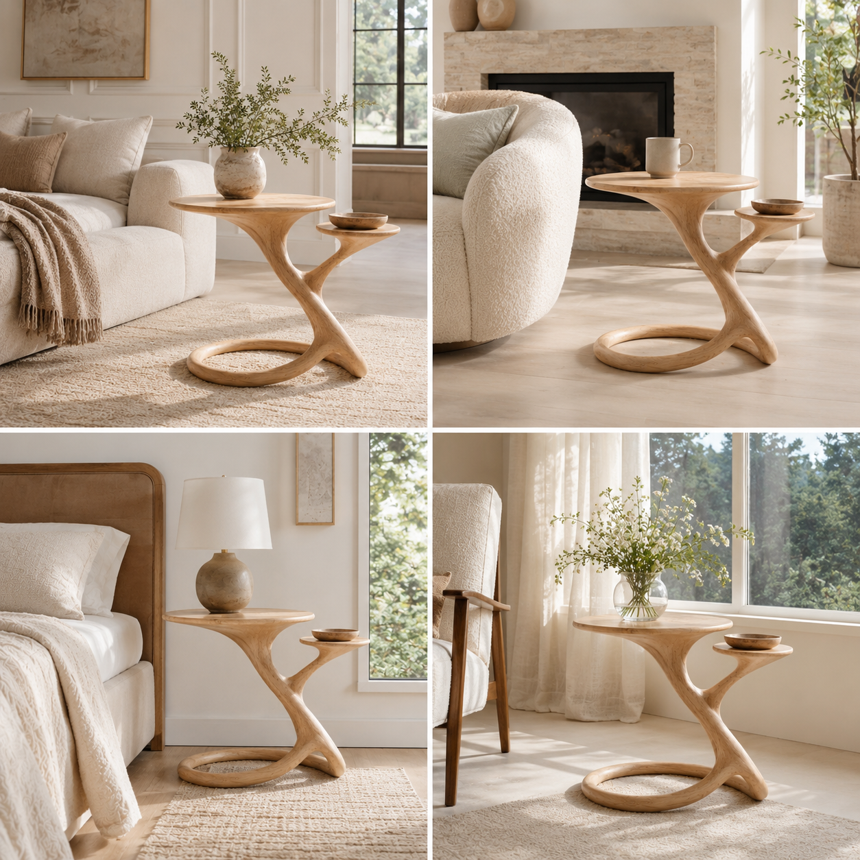 Liora Warm Wood Side Table - Design 028 - main view