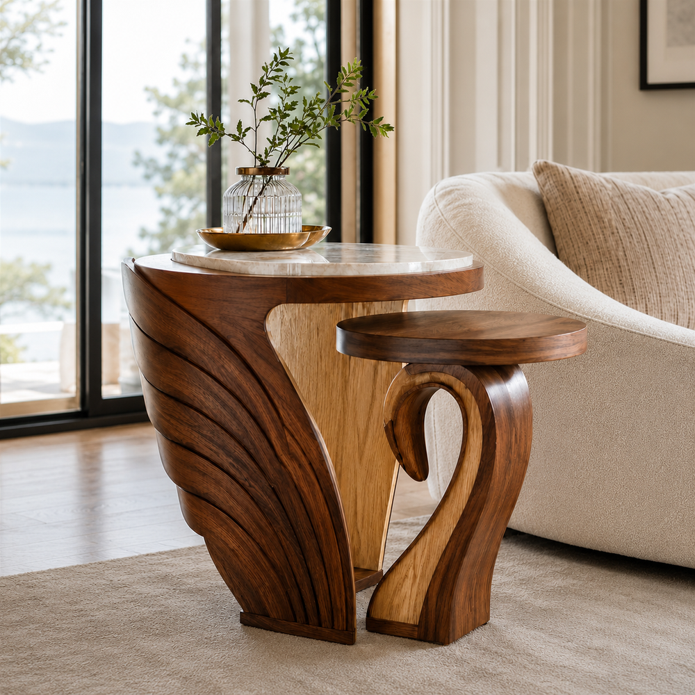Mira Organic Wood Side Table - Design 030 - product image 02