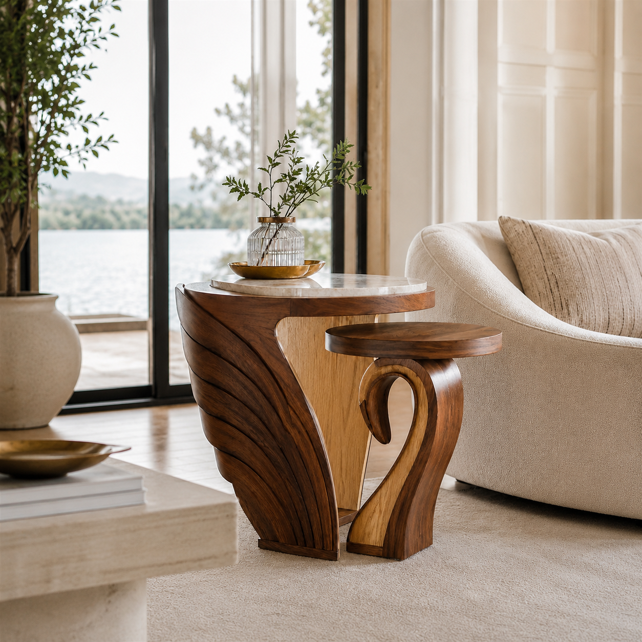 Mira Organic Wood Side Table - Design 030 - product image 04
