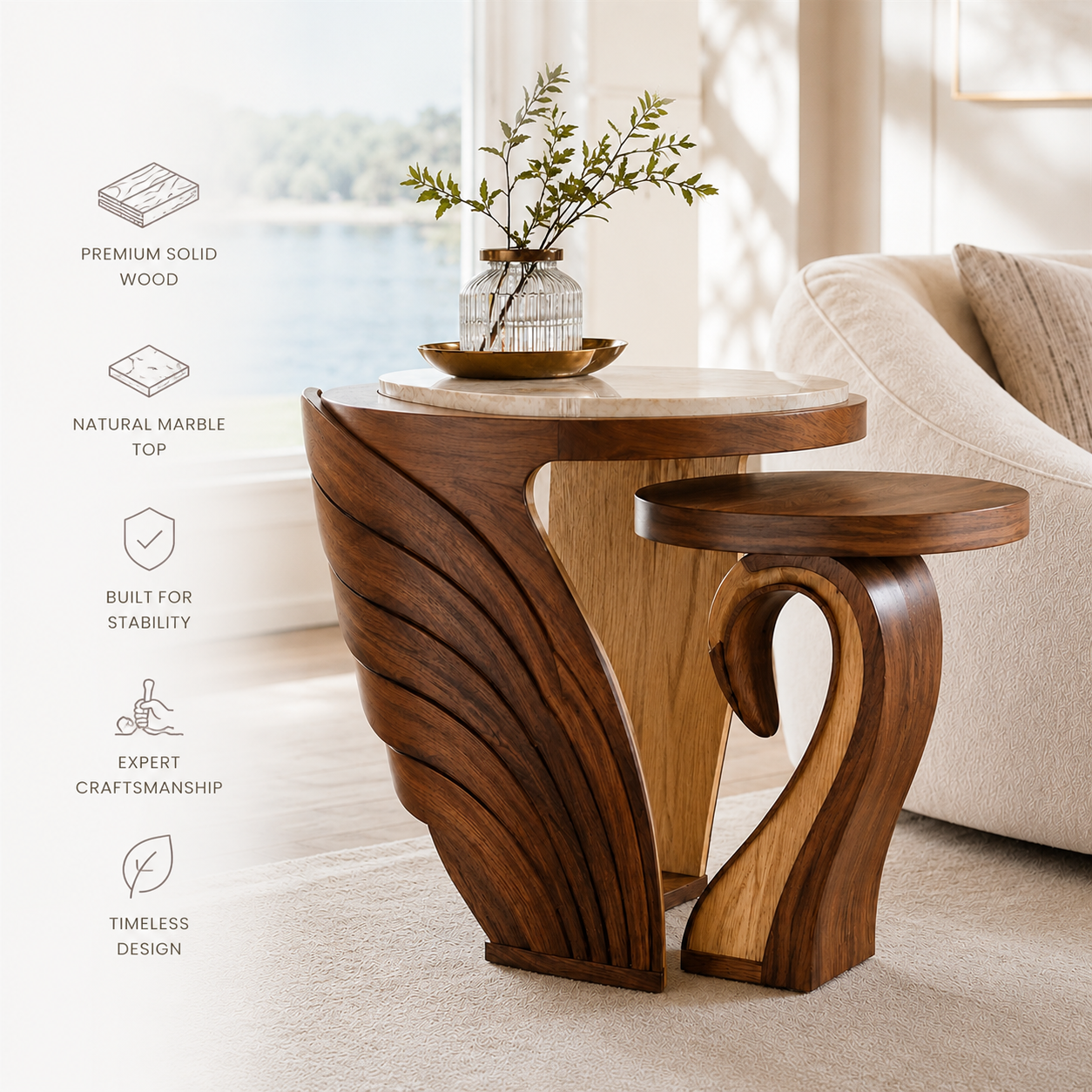 Mira Organic Wood Side Table - Design 030 - product image 09
