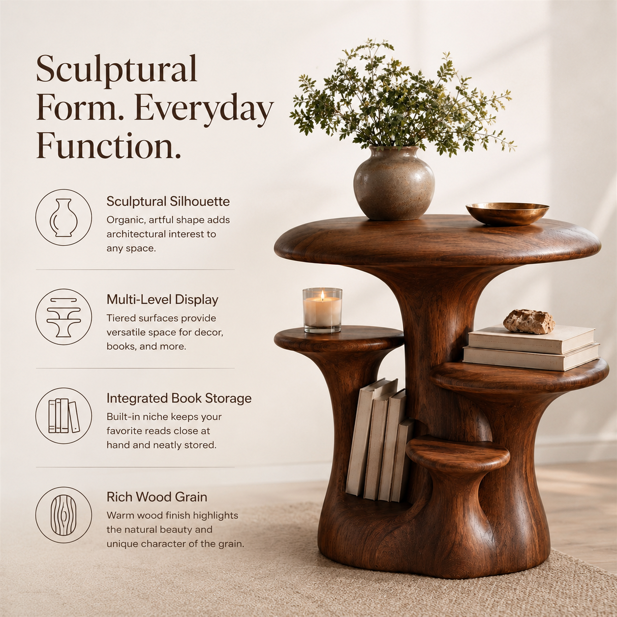 Liora Warm Wood Side Table - Design 044 - product image 09