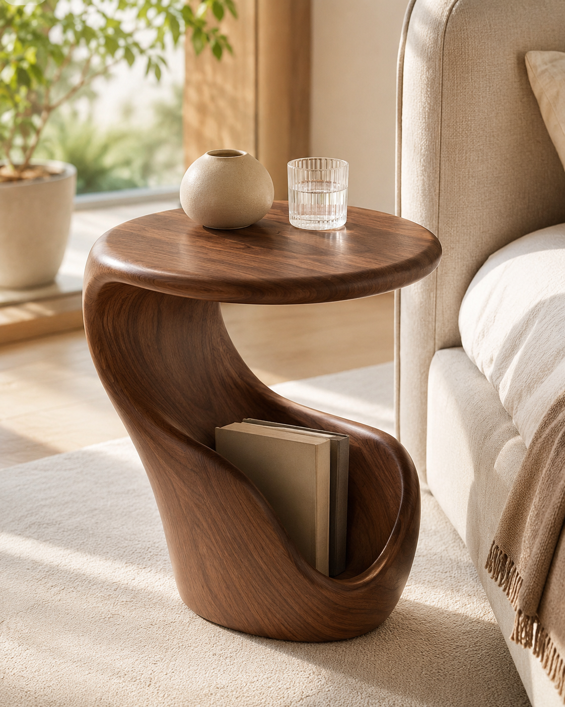 Liora Warm Wood Side Table - Design 052 - main view
