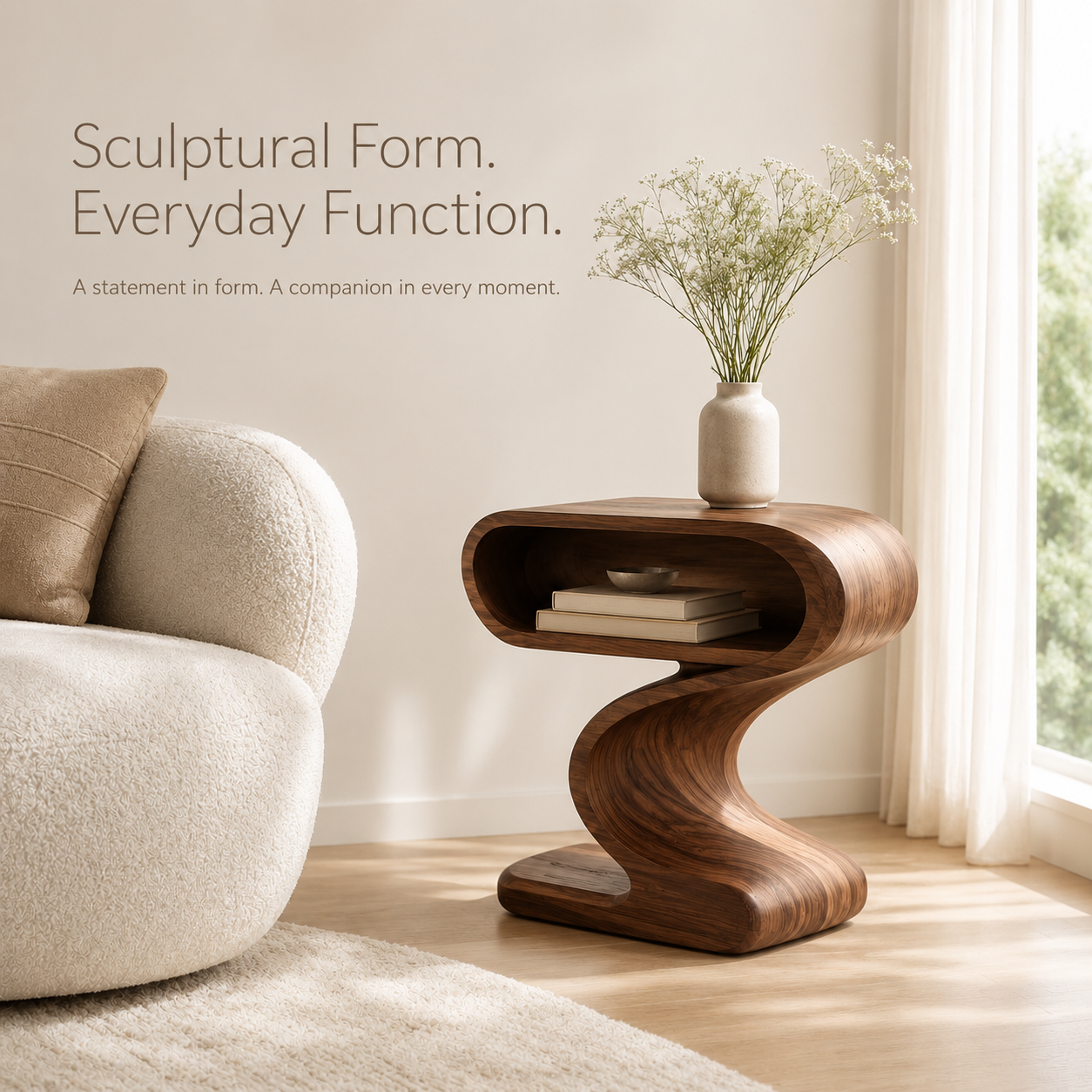 Liora Warm Wood Side Table - Design 060 - main view
