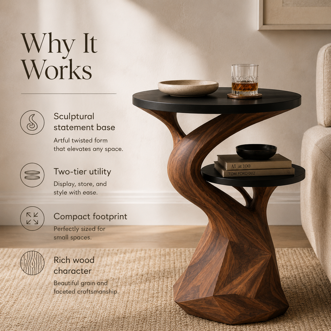 Arden Sculptural Side Table - Design 066 - alternate PDP image 10