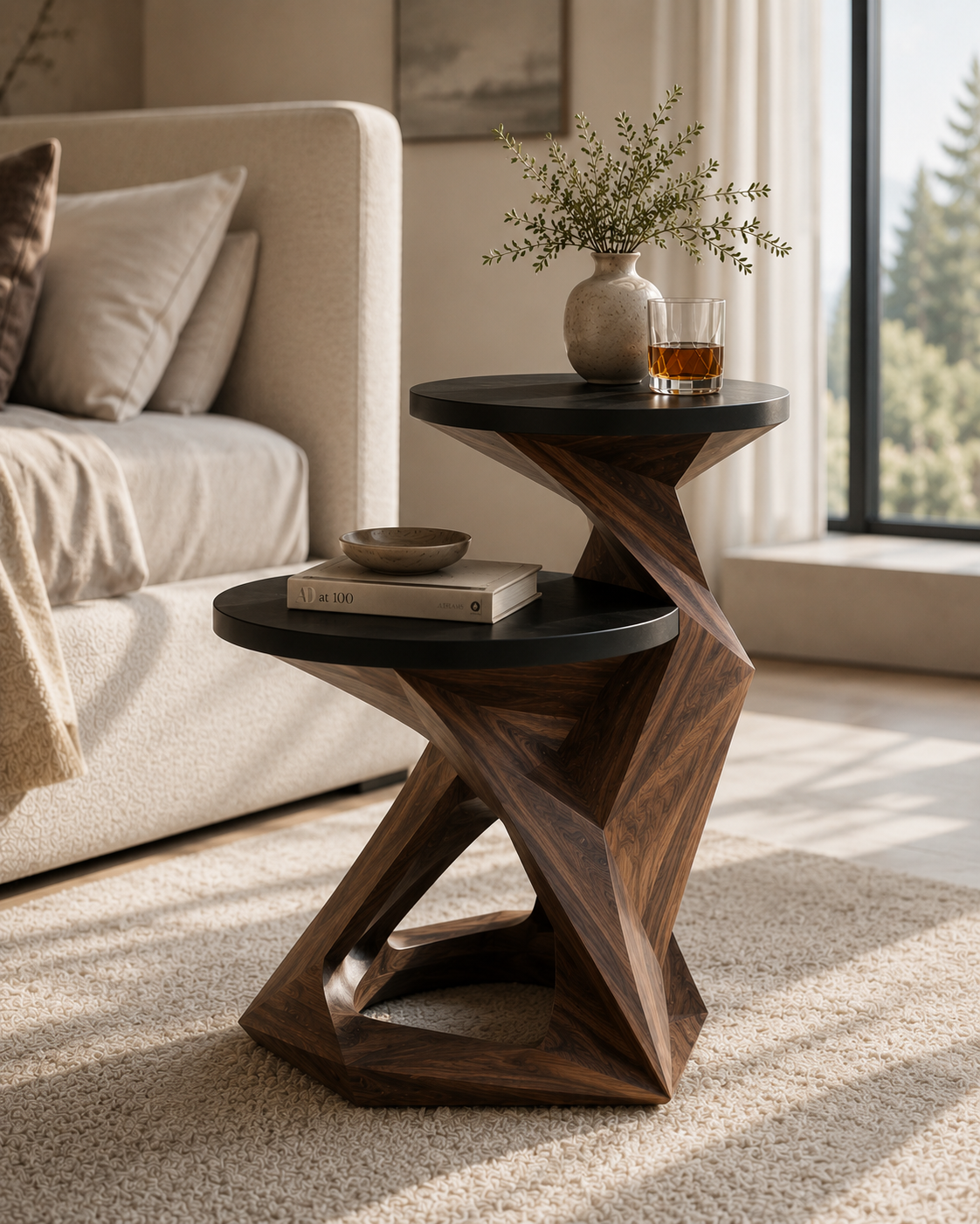 Mira Organic Wood Side Table - Design 067 - main view