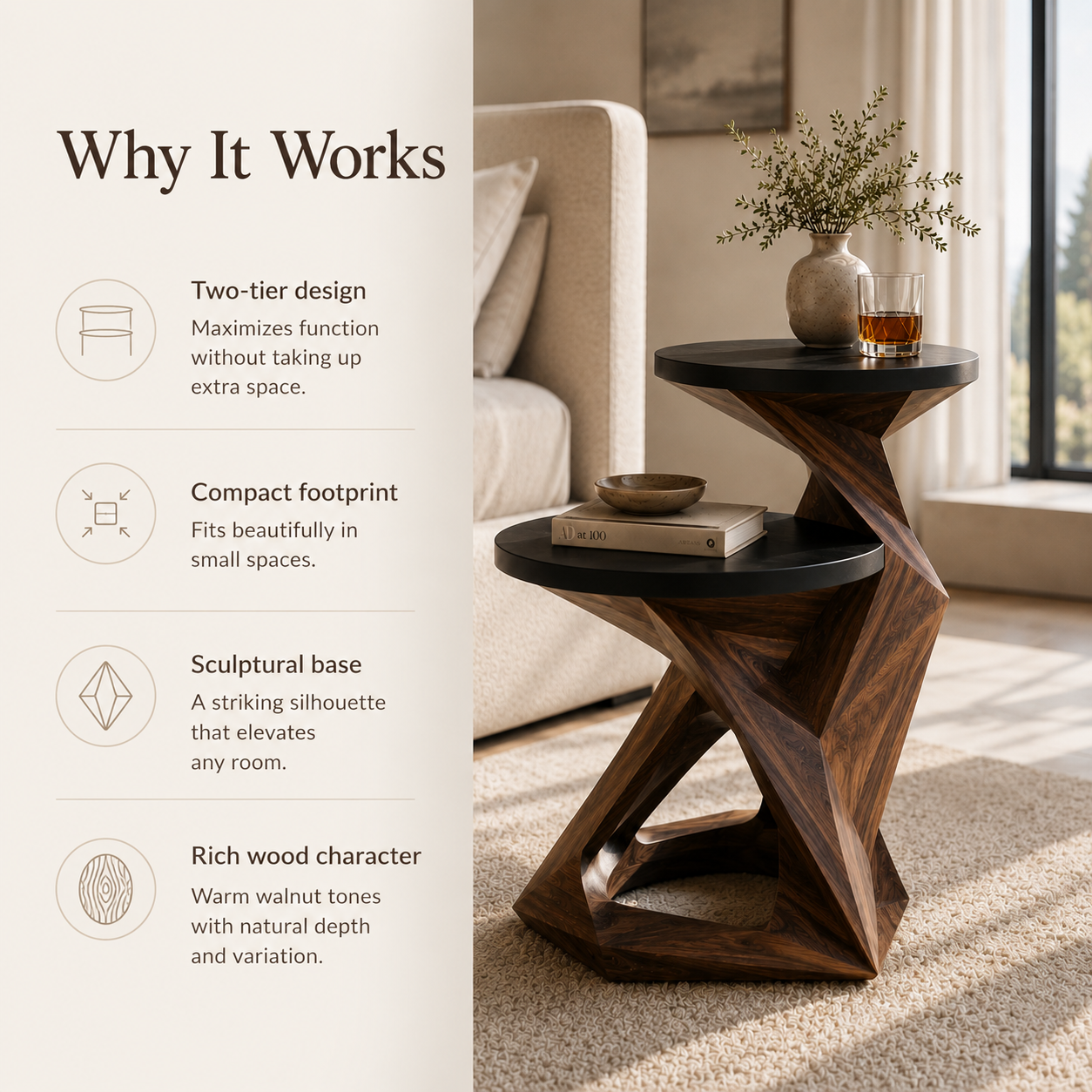 Mira Organic Wood Side Table - Design 067 - product image 09