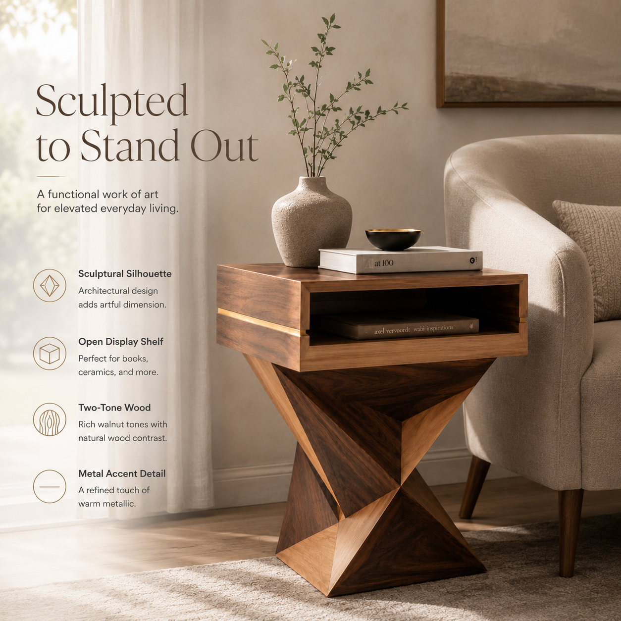 Mira Organic Wood Side Table - Design 075 - product image 04