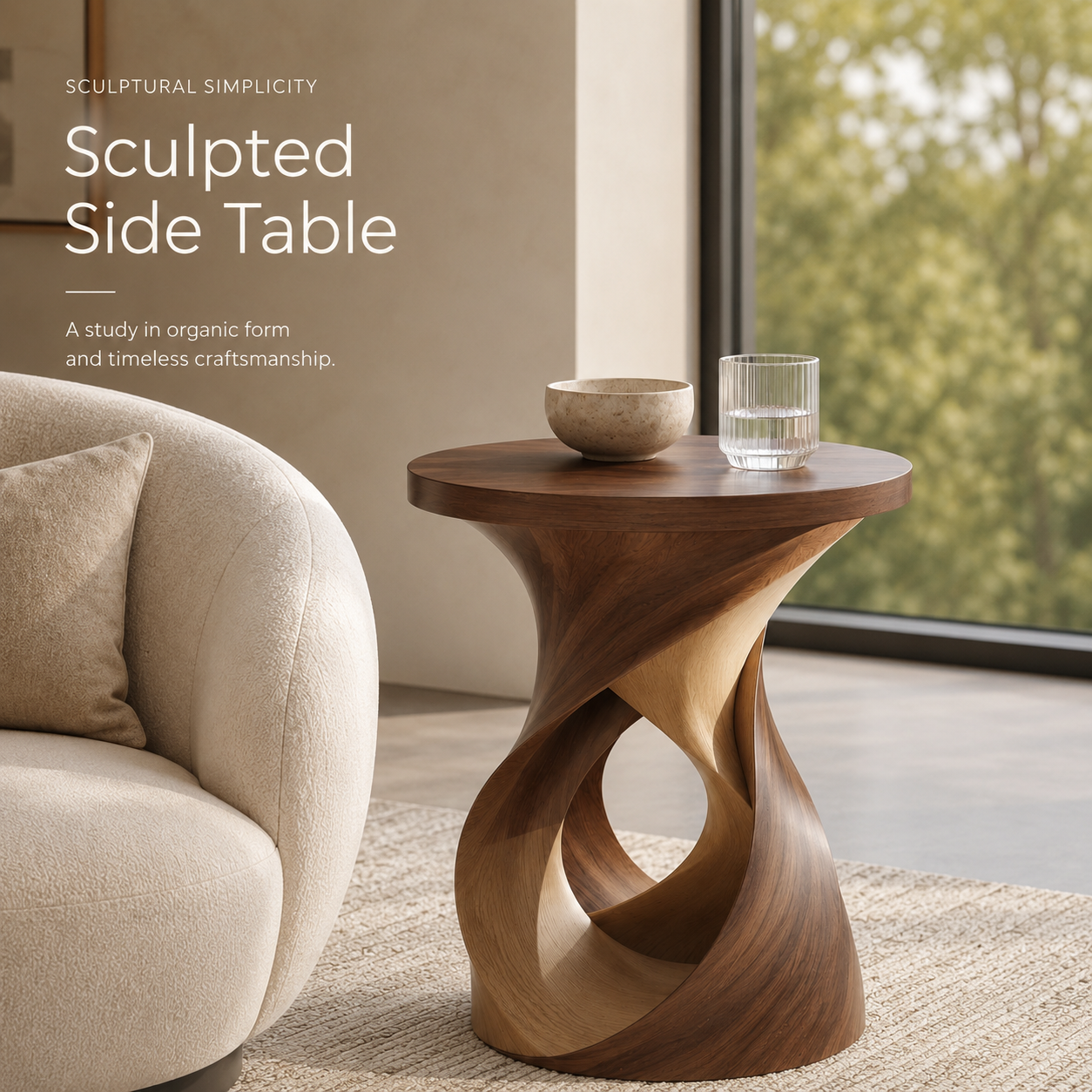 Mira Organic Wood Side Table - Design 083 - alternate PDP image 02