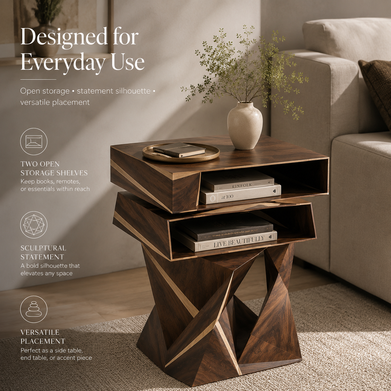 Mira Organic Wood Side Table - Design 083 - product image 09