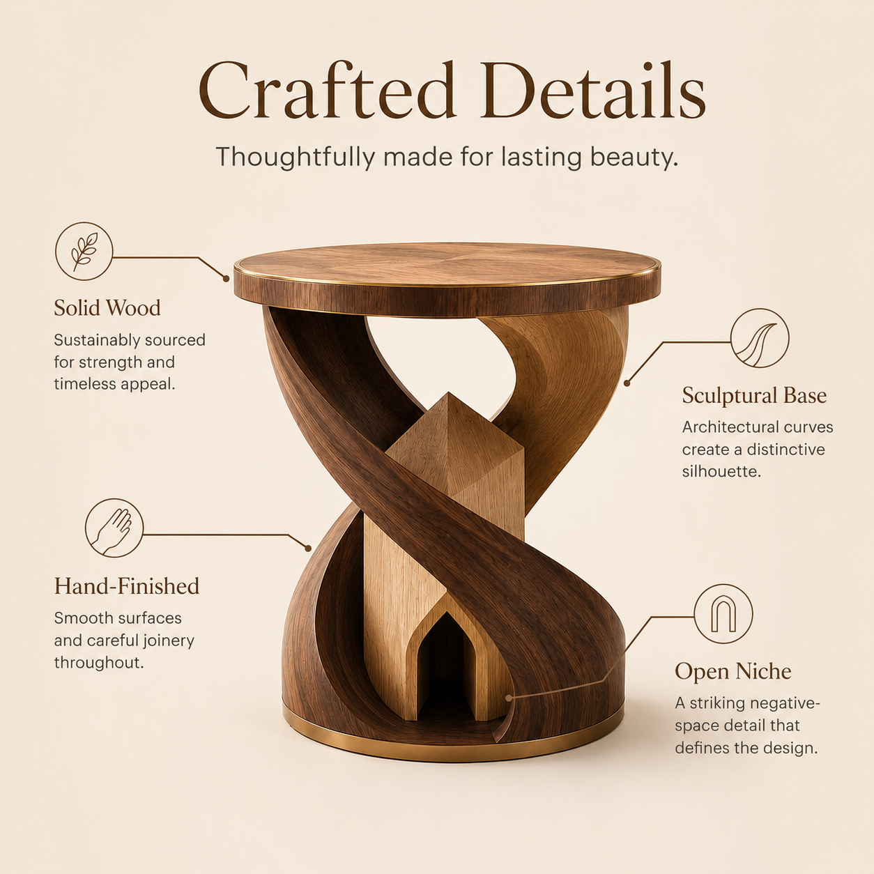 Liora Warm Wood Side Table - Design 089 - product image 08
