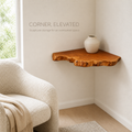 Organic Live Edge Corner Wall Shelf - main view