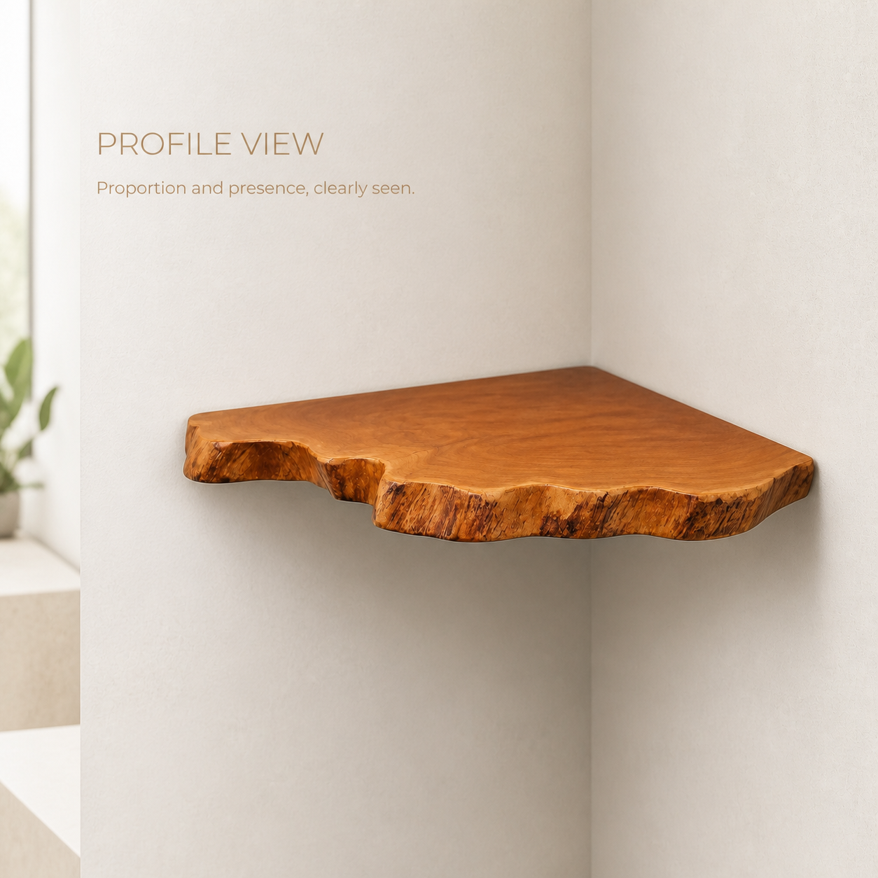 Organic Live Edge Corner Wall Shelf - product image 04
