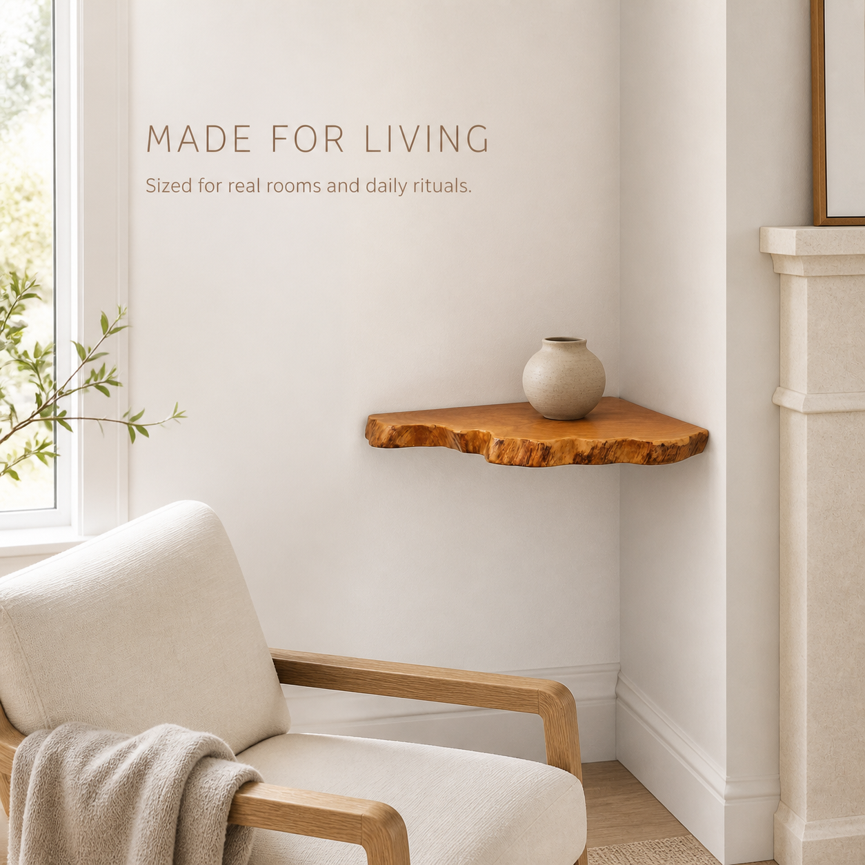 Organic Live Edge Corner Wall Shelf - product image 08