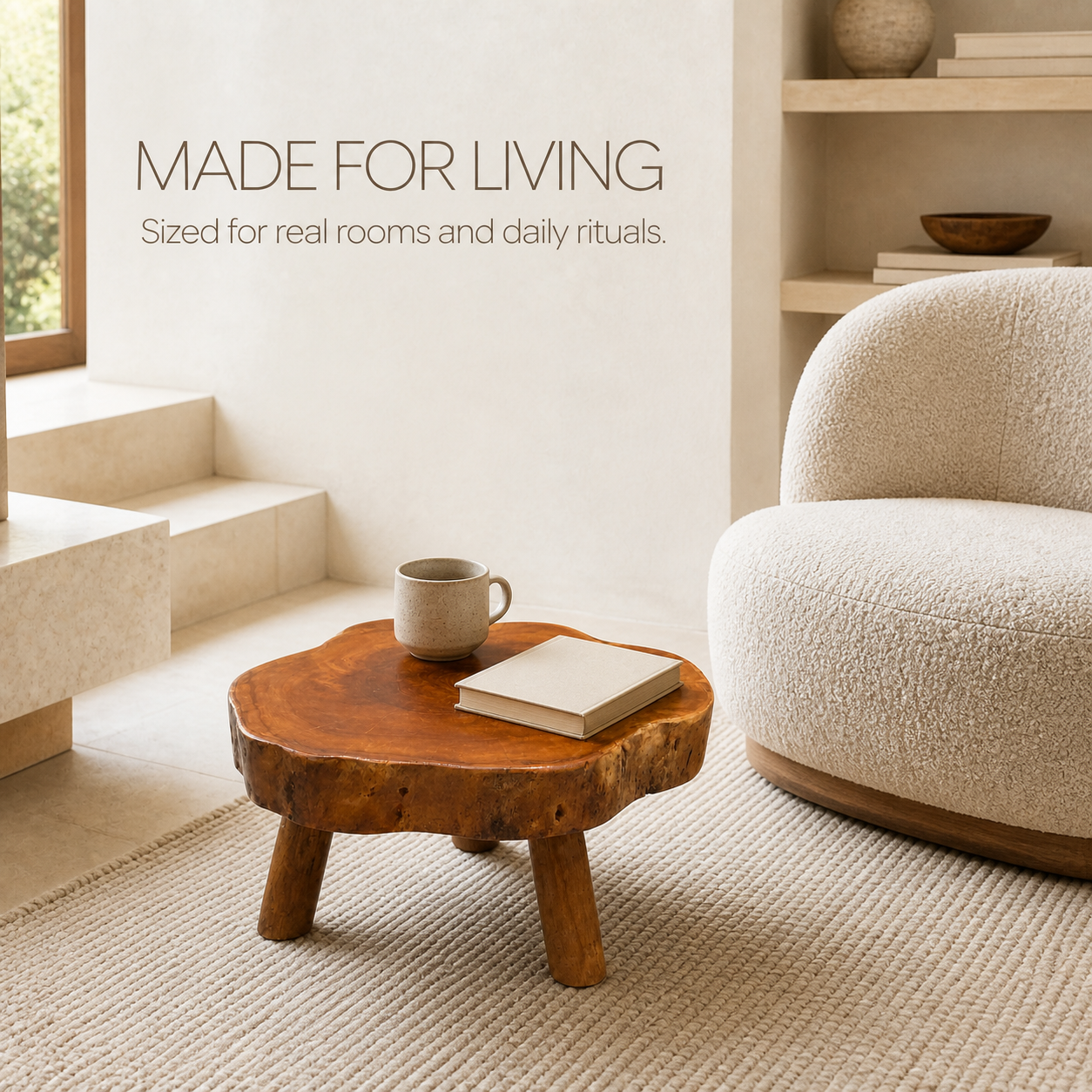 Arden Round Live Edge Wood Side Table - product image 07