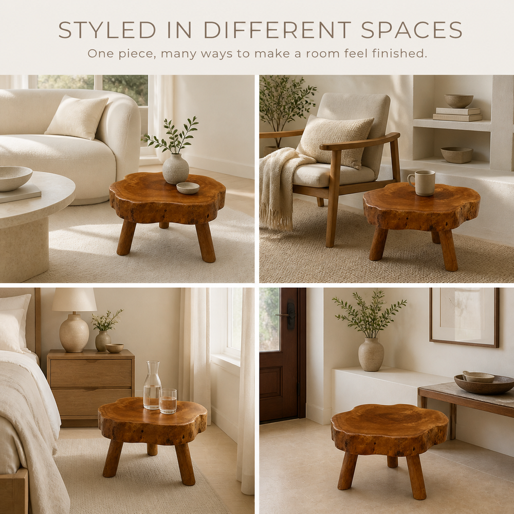 Arden Round Live Edge Wood Side Table - product image 09