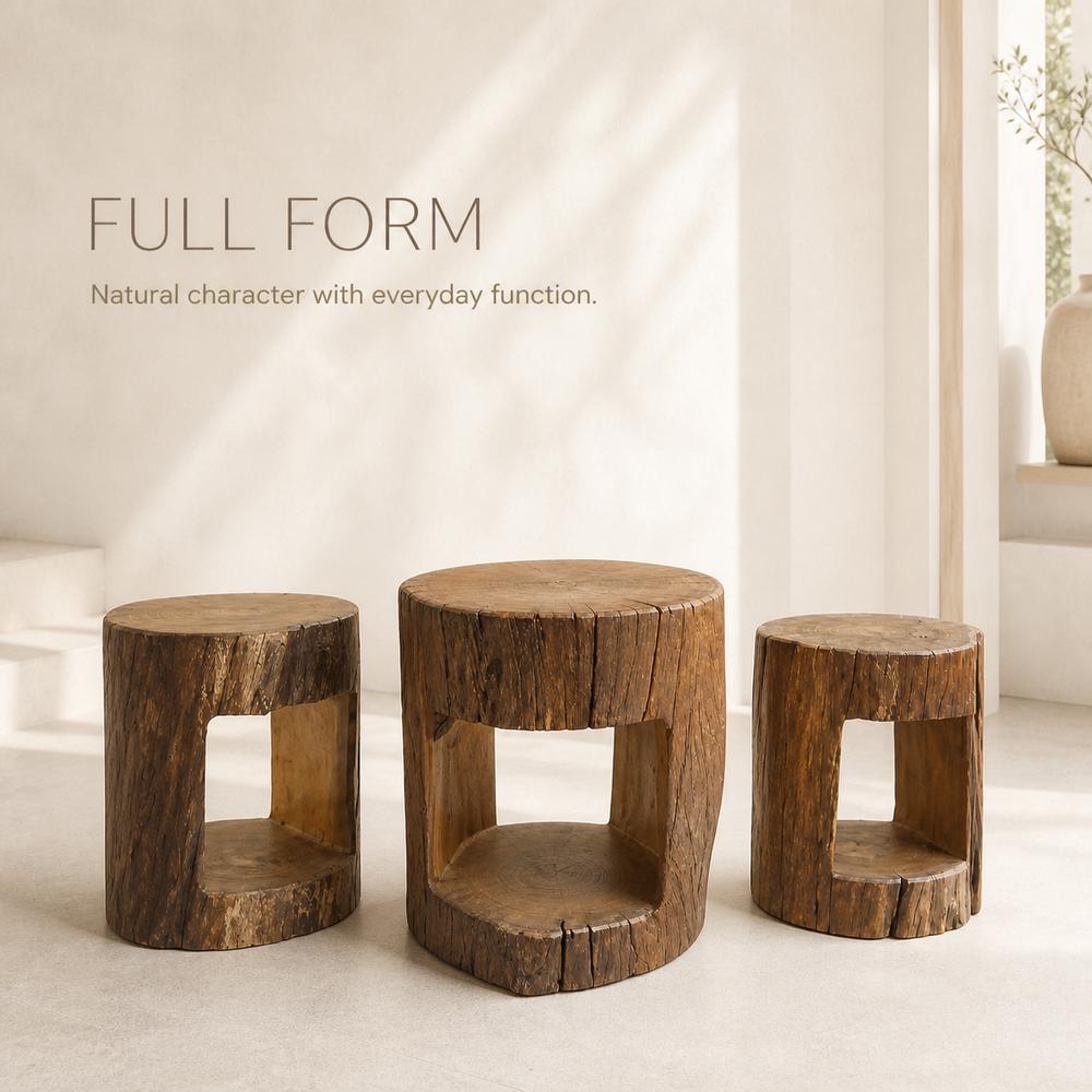 Soren Solid Wood Stump Nesting Table Set - product image 02