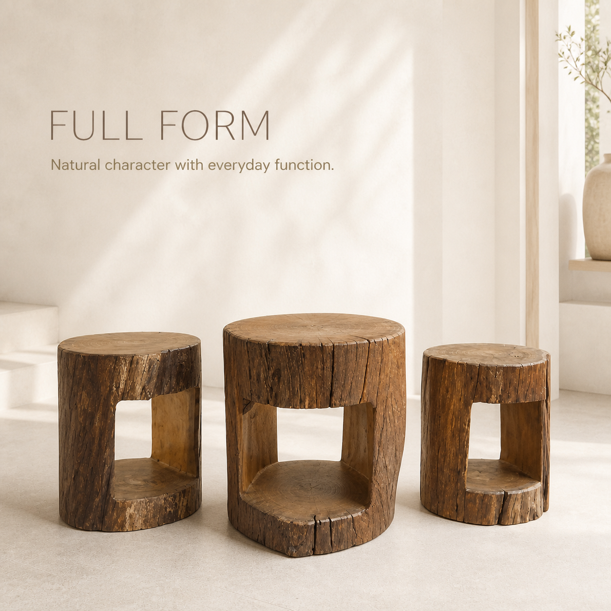 Soren Solid Wood Stump Nesting Table Set - product image 02