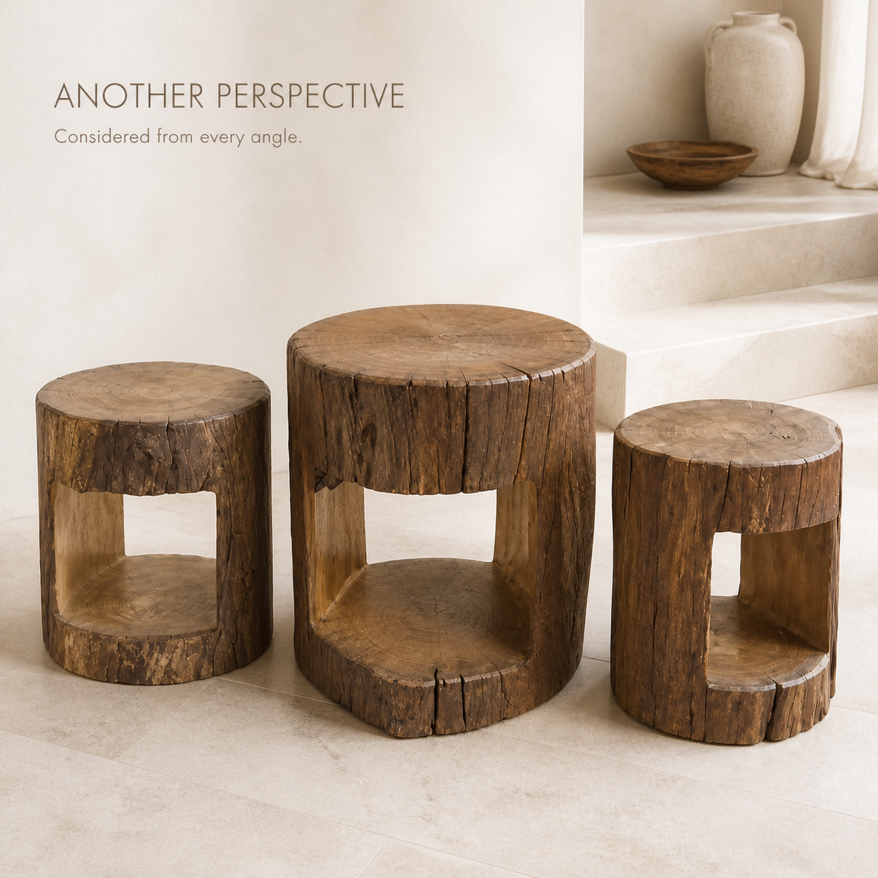 Soren Solid Wood Stump Nesting Table Set - product image 03