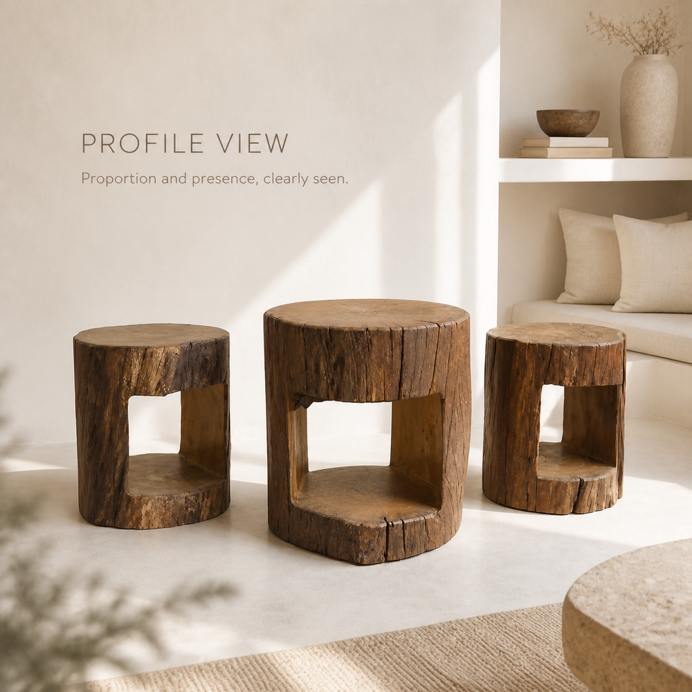 Soren Solid Wood Stump Nesting Table Set - product image 04