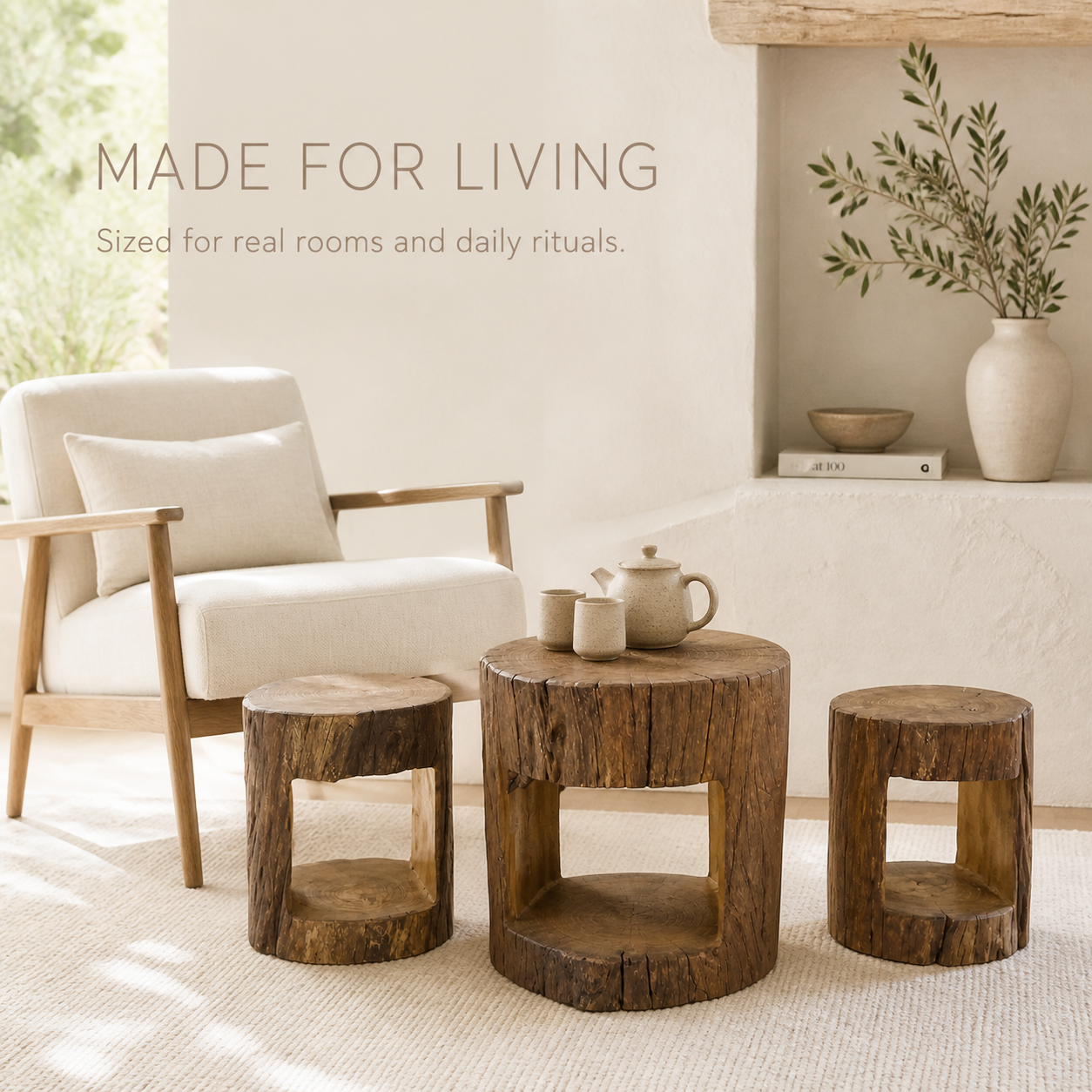 Soren Solid Wood Stump Nesting Table Set - product image 08