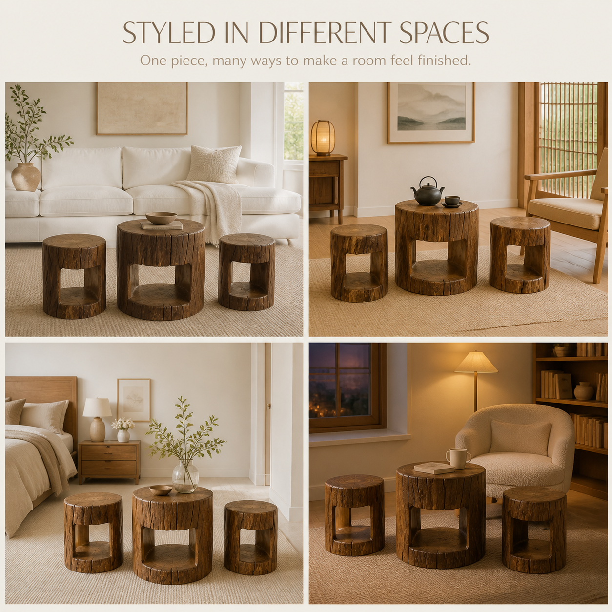 Soren Solid Wood Stump Nesting Table Set - product image 10