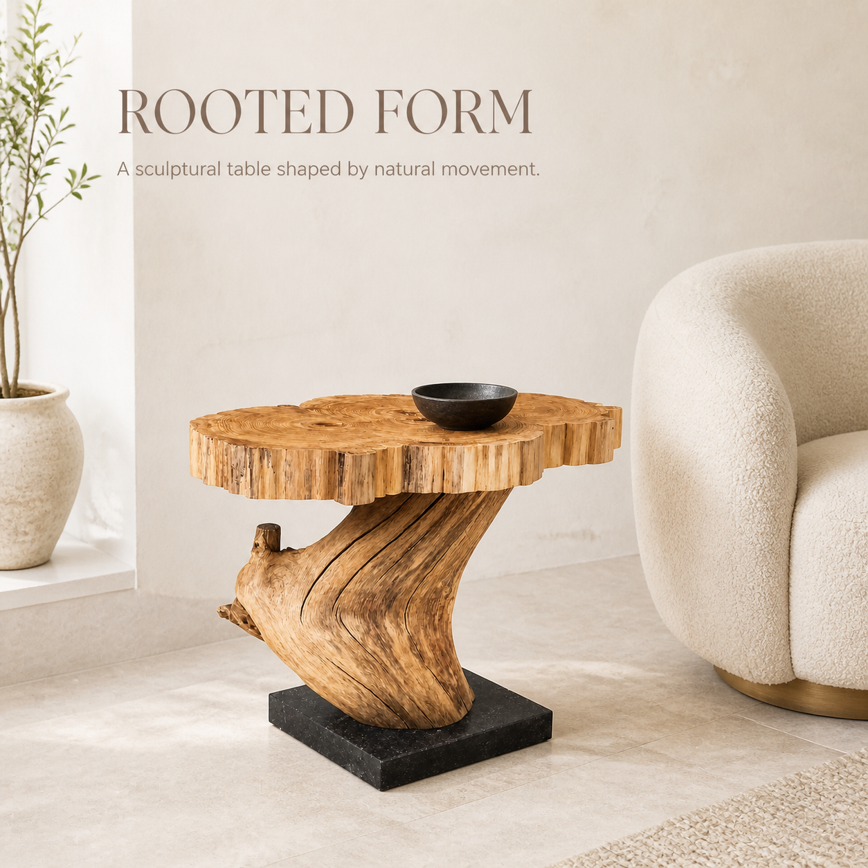 Calder Root Base Live Edge Side Table - main view
