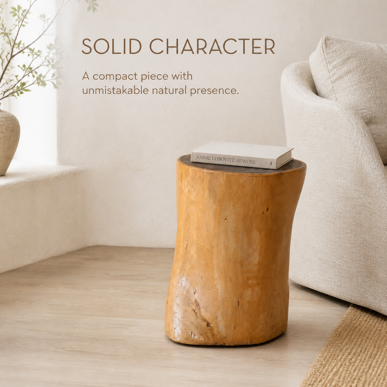 Nolan Natural Wood Stump Stool - main view