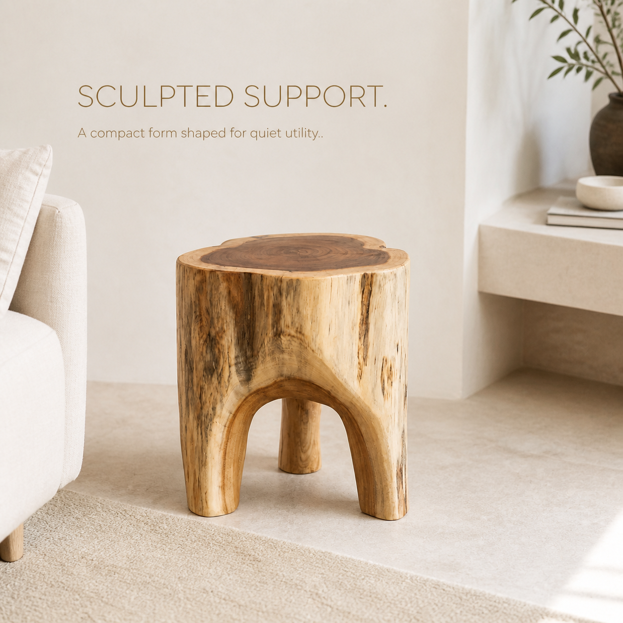 Alden Arch Leg Solid Wood Stool - main view