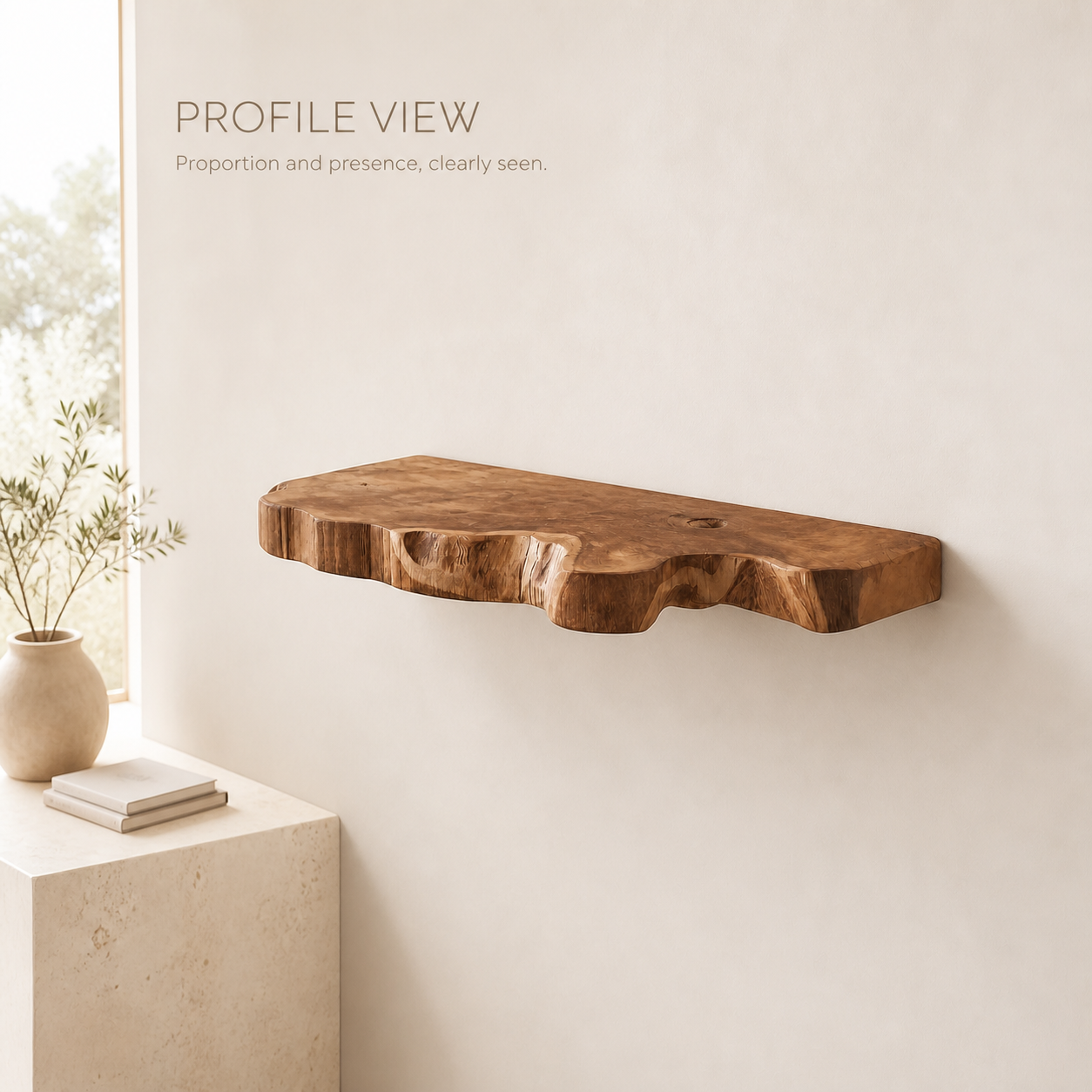 Marin Wavy Live Edge Floating Wall Shelf - product image 04