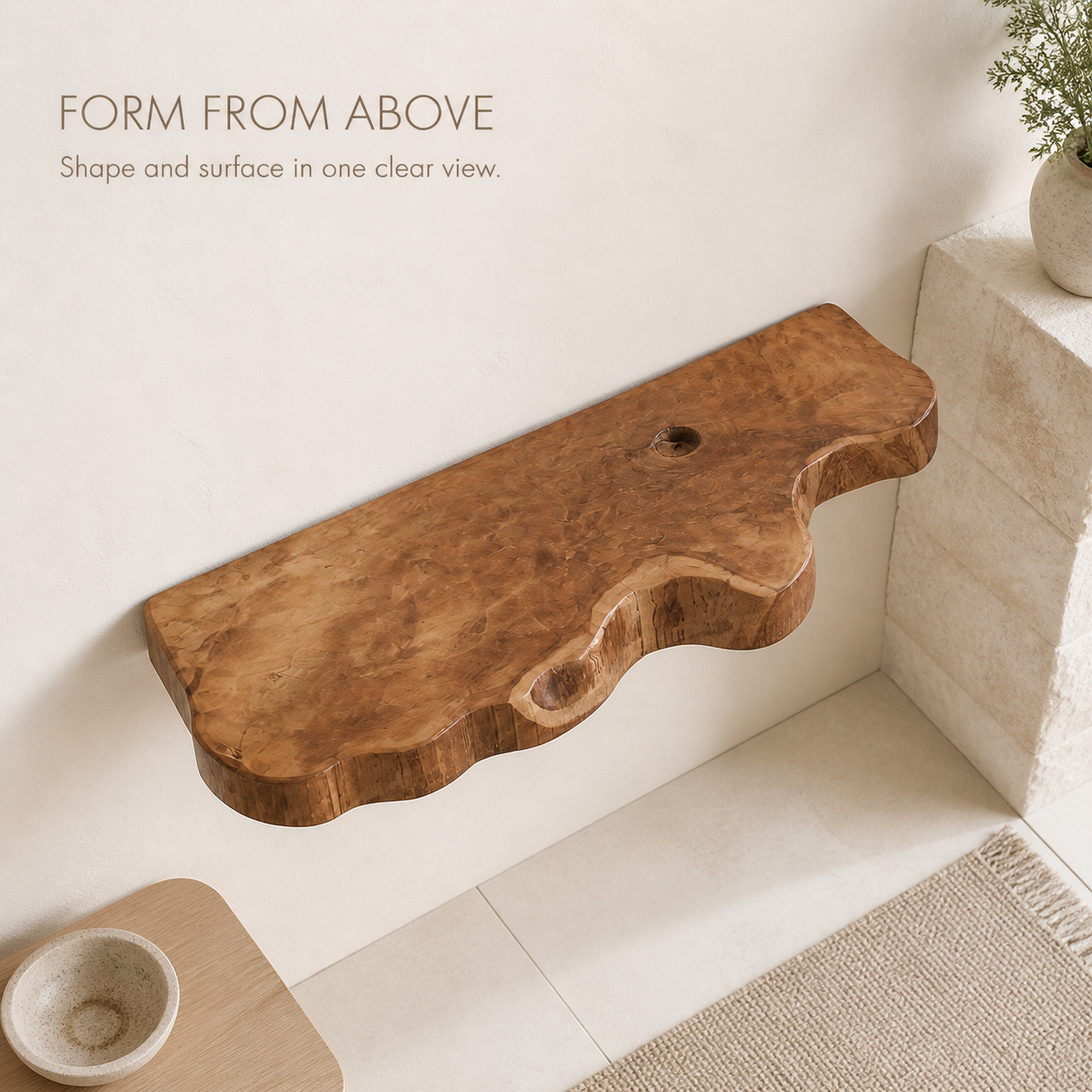 Marin Wavy Live Edge Floating Wall Shelf - product image 05