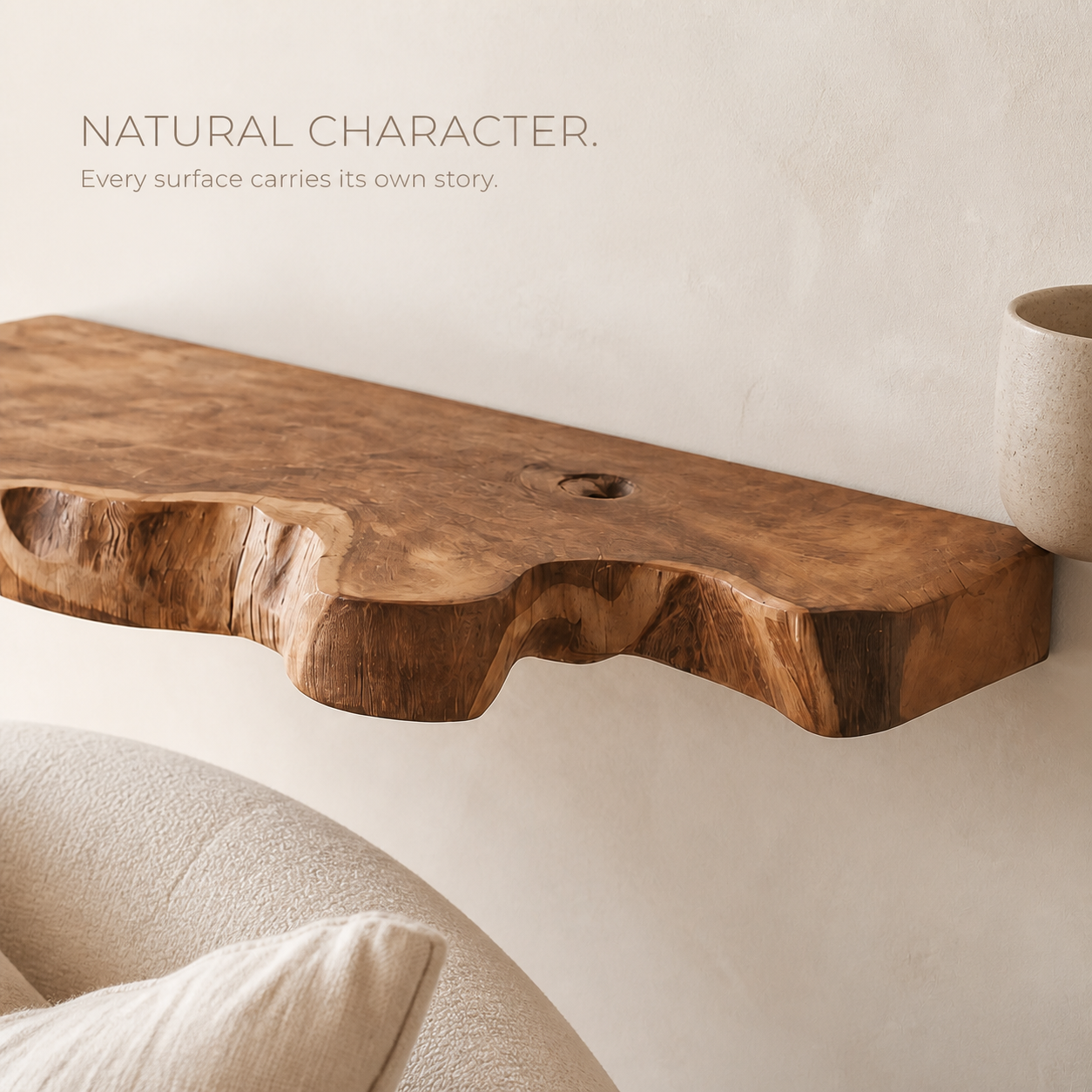 Marin Wavy Live Edge Floating Wall Shelf - product image 06