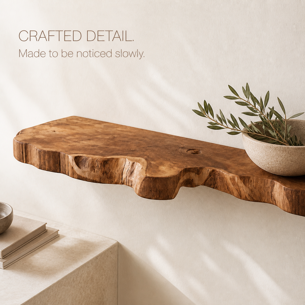 Marin Wavy Live Edge Floating Wall Shelf - product image 07
