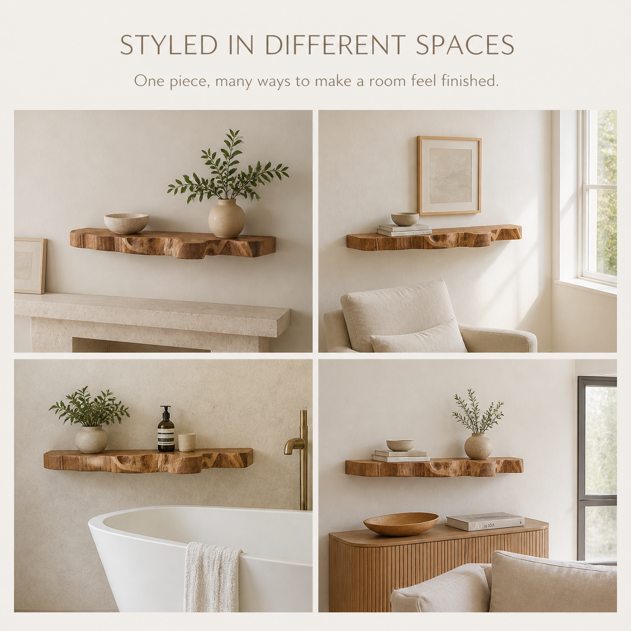 Marin Wavy Live Edge Floating Wall Shelf - product image 10