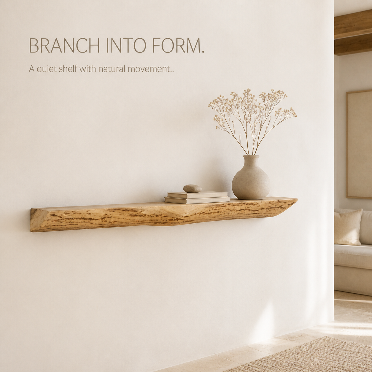 Rowan Branch Live Edge Wall Shelf - main view