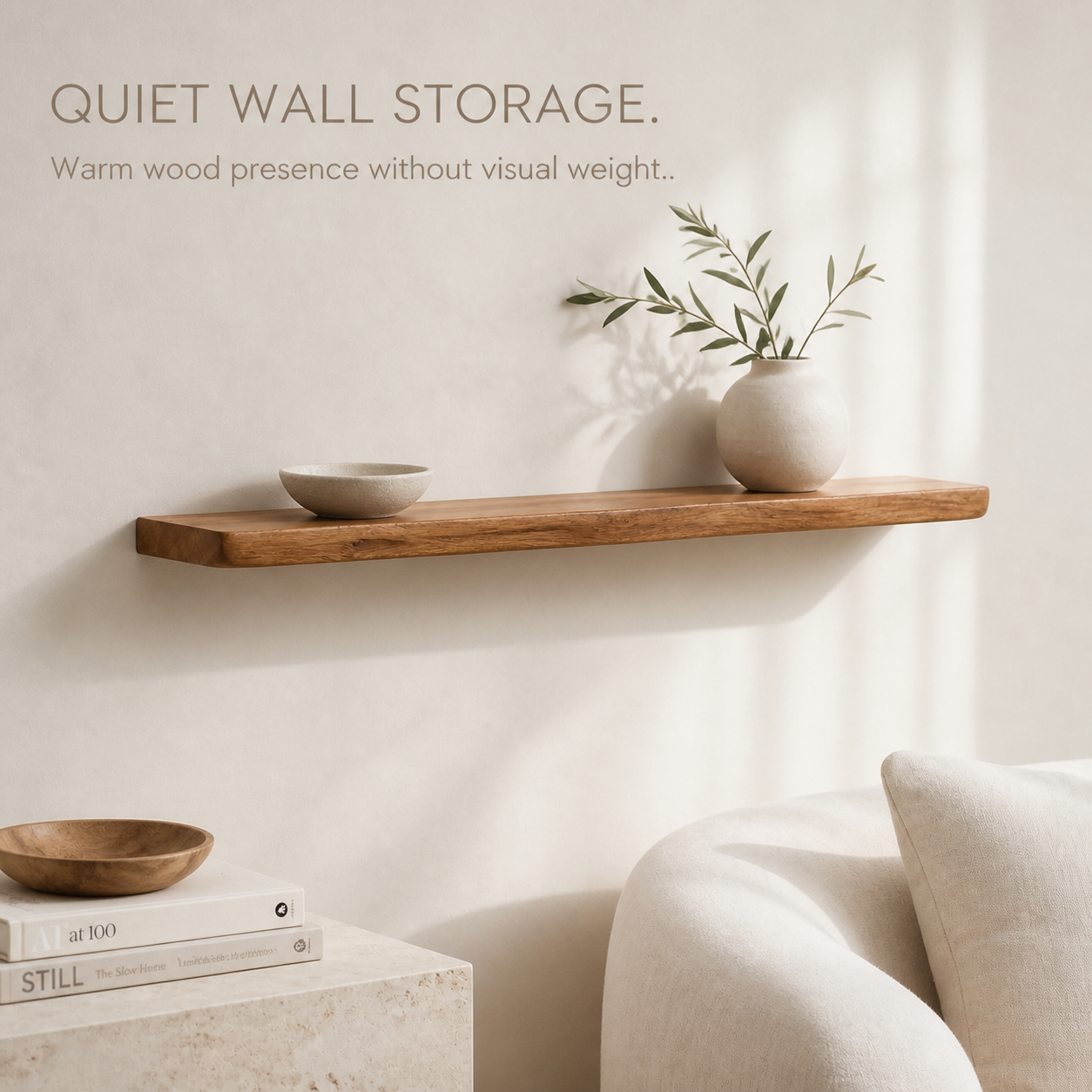 Vale Straight Live Edge Floating Shelf - main view