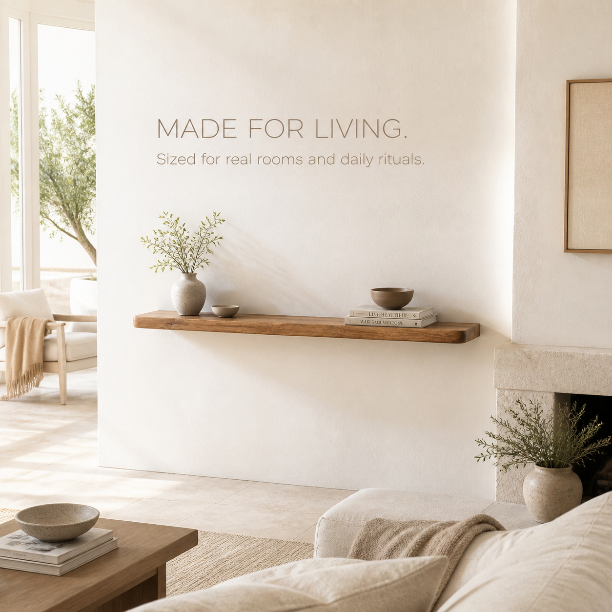 Vale Straight Live Edge Floating Shelf - product image 08