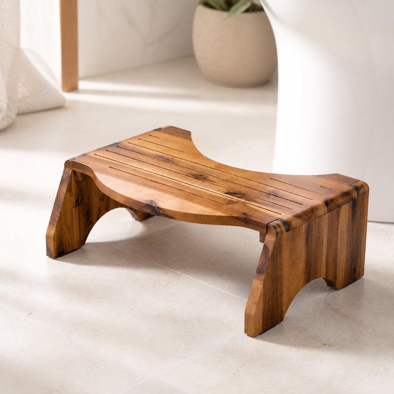 Foldable Solid Wood Bathroom Foot Stool - product image 02