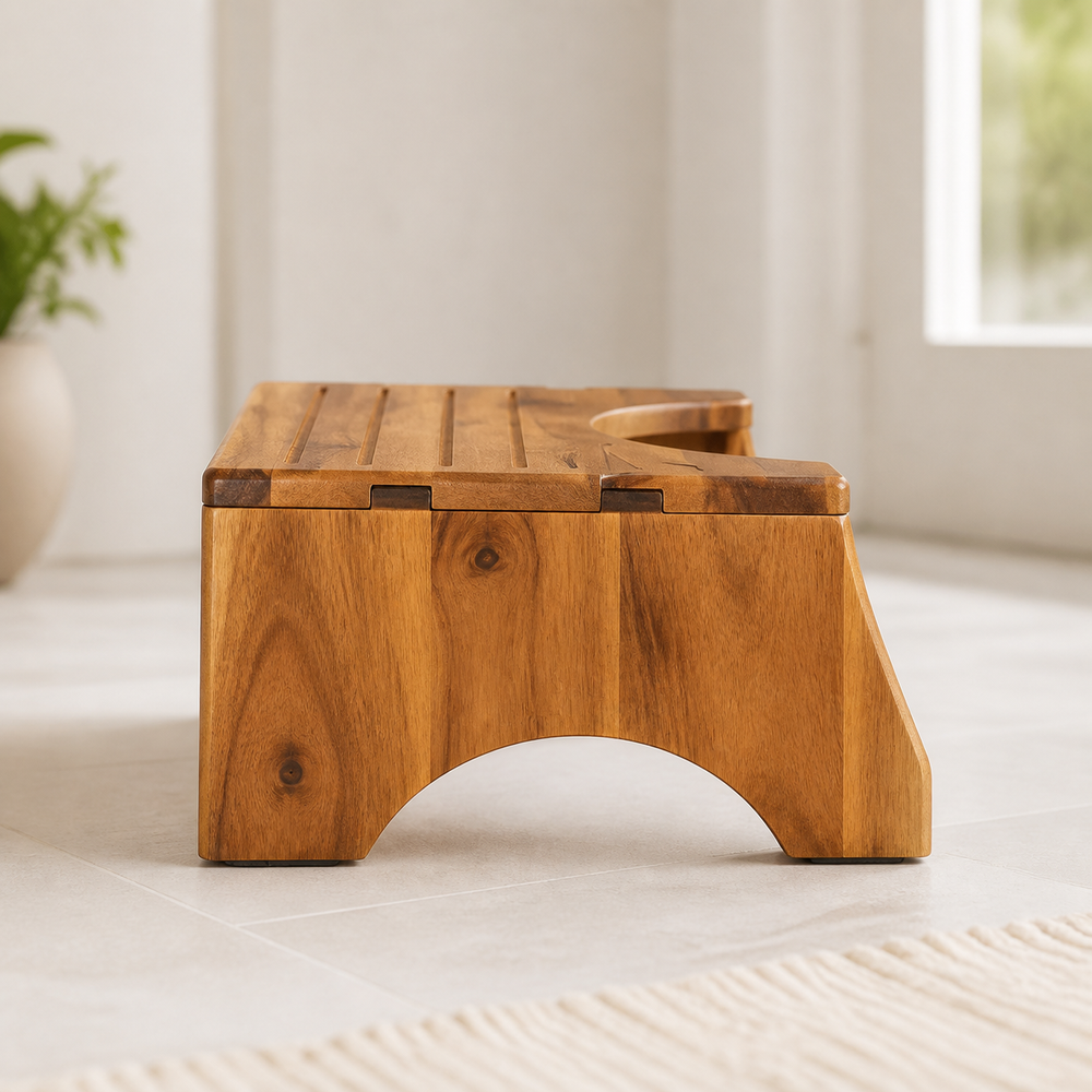 Foldable Solid Wood Bathroom Foot Stool - product image 04