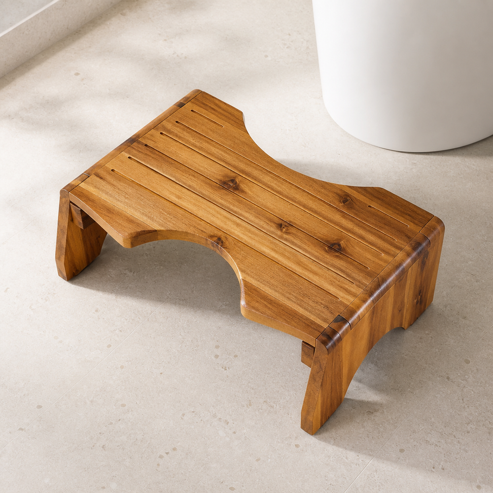 Foldable Solid Wood Bathroom Foot Stool - product image 05