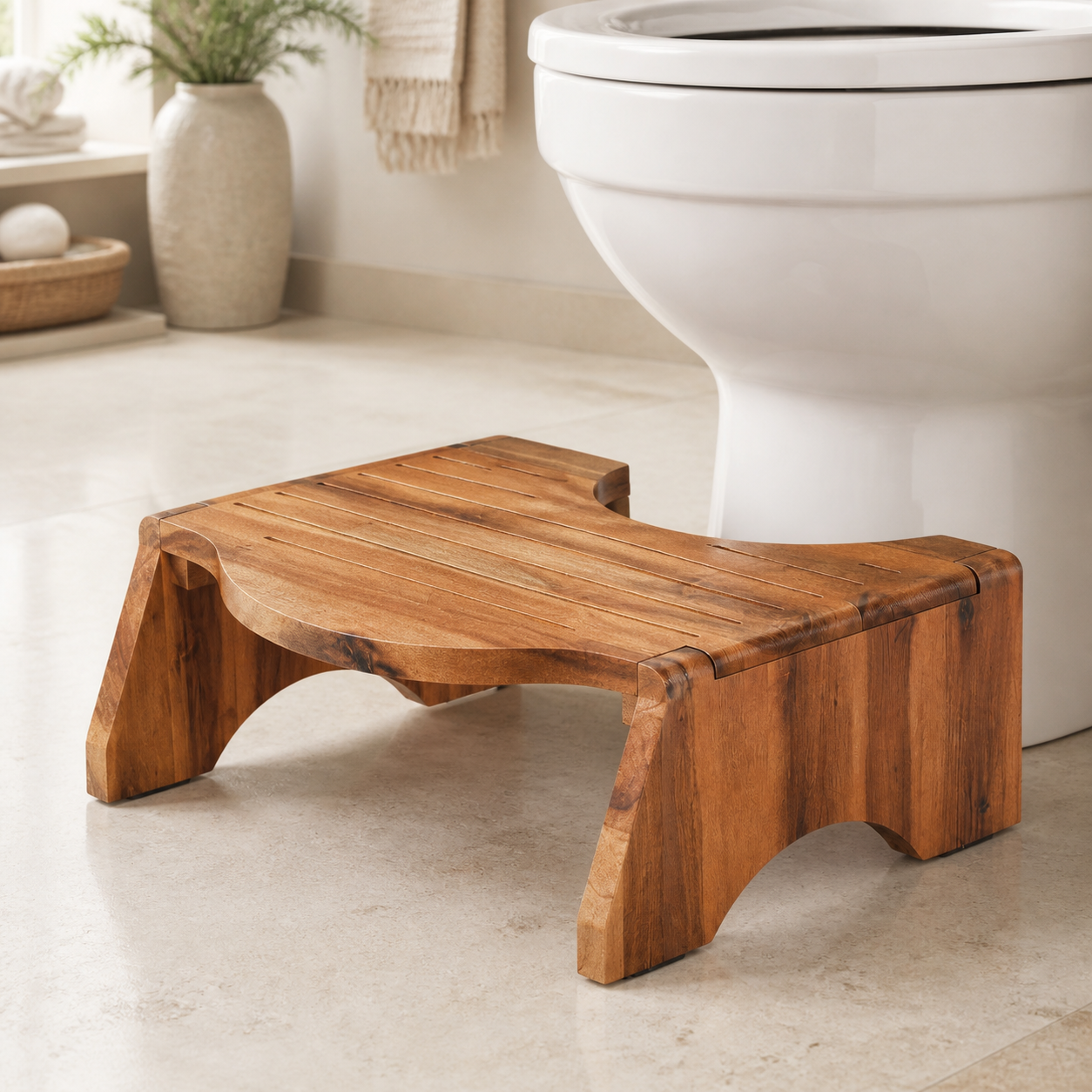 Foldable Solid Wood Bathroom Foot Stool - product image 06