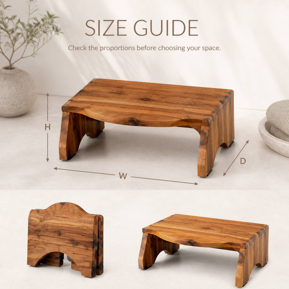 Foldable Solid Wood Bathroom Foot Stool - product image 09