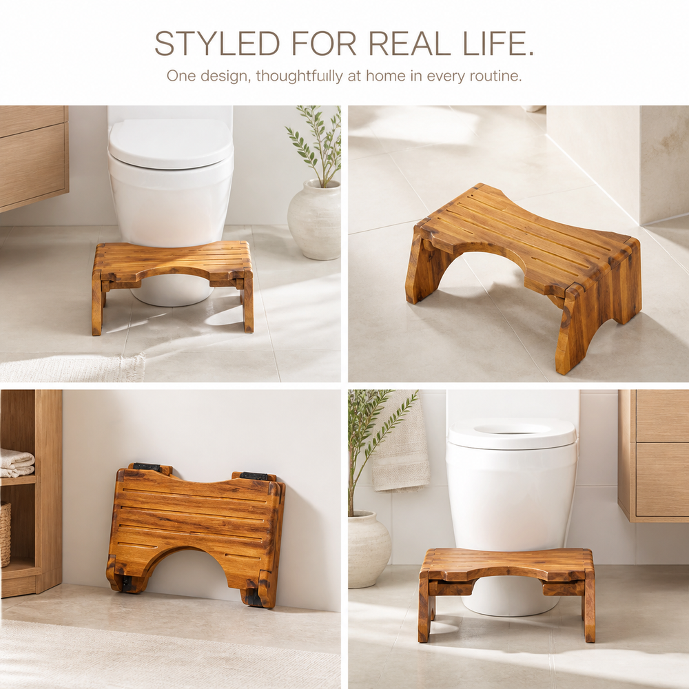 Foldable Solid Wood Bathroom Foot Stool - product image 10