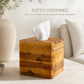 Square Natural Wood Tissue Box Cover - main view
