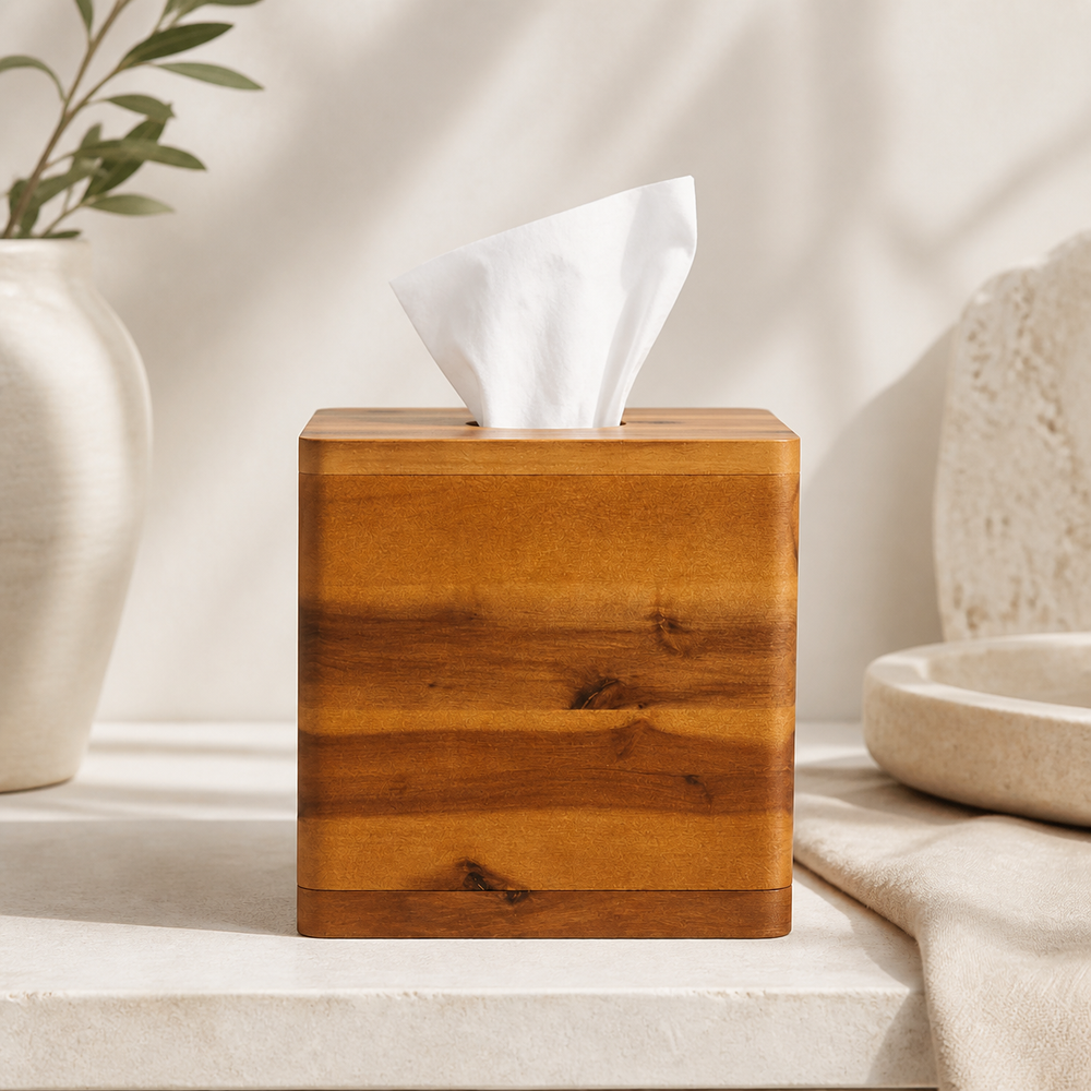 Square Natural Wood Tissue Box Cover - product image 04