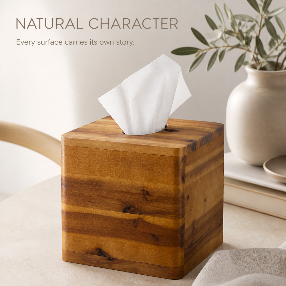 Square Natural Wood Tissue Box Cover - product image 06
