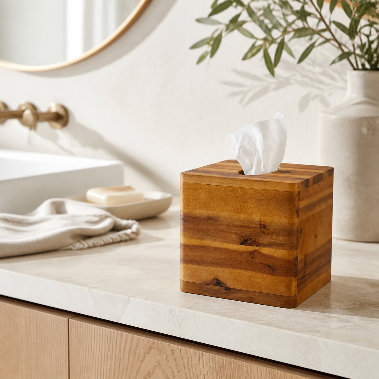 Square Natural Wood Tissue Box Cover - product image 07