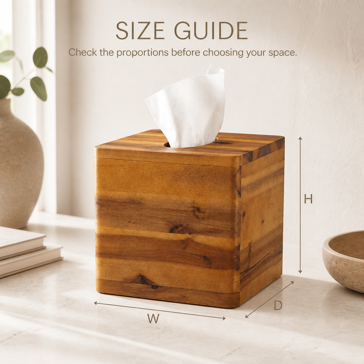 Square Natural Wood Tissue Box Cover - product image 08