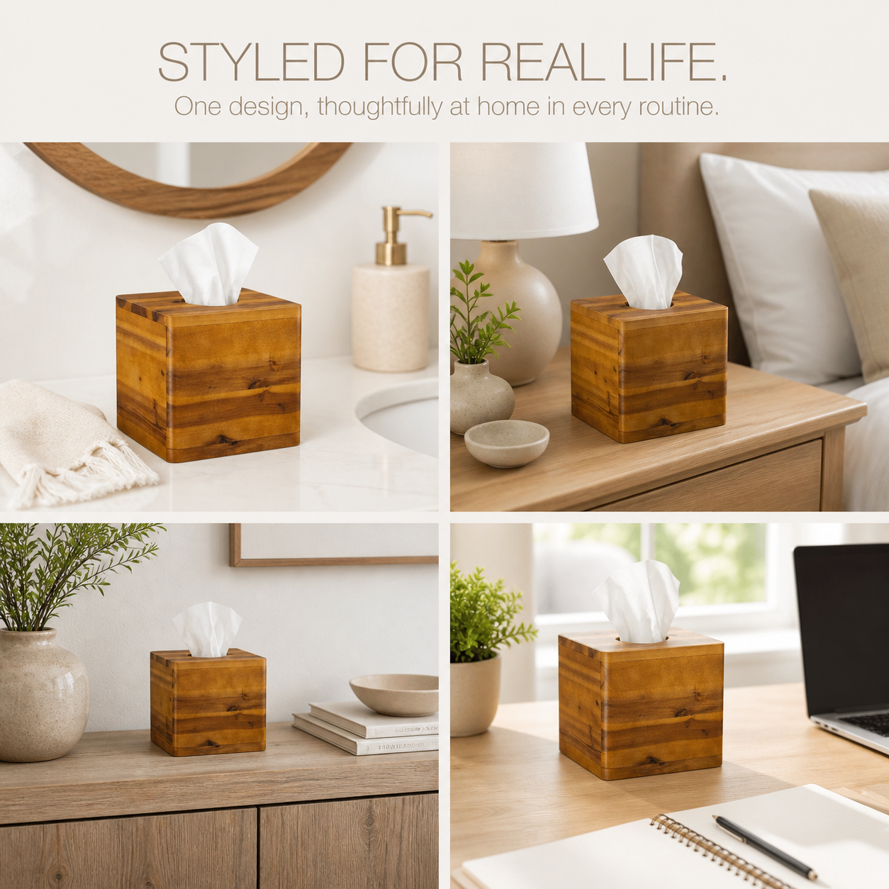 Square Natural Wood Tissue Box Cover - product image 09