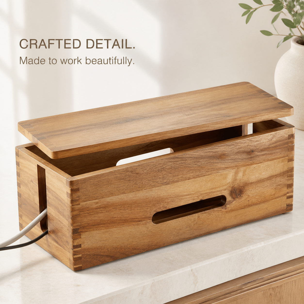 Natural Wood Cable Management Box - product image 07
